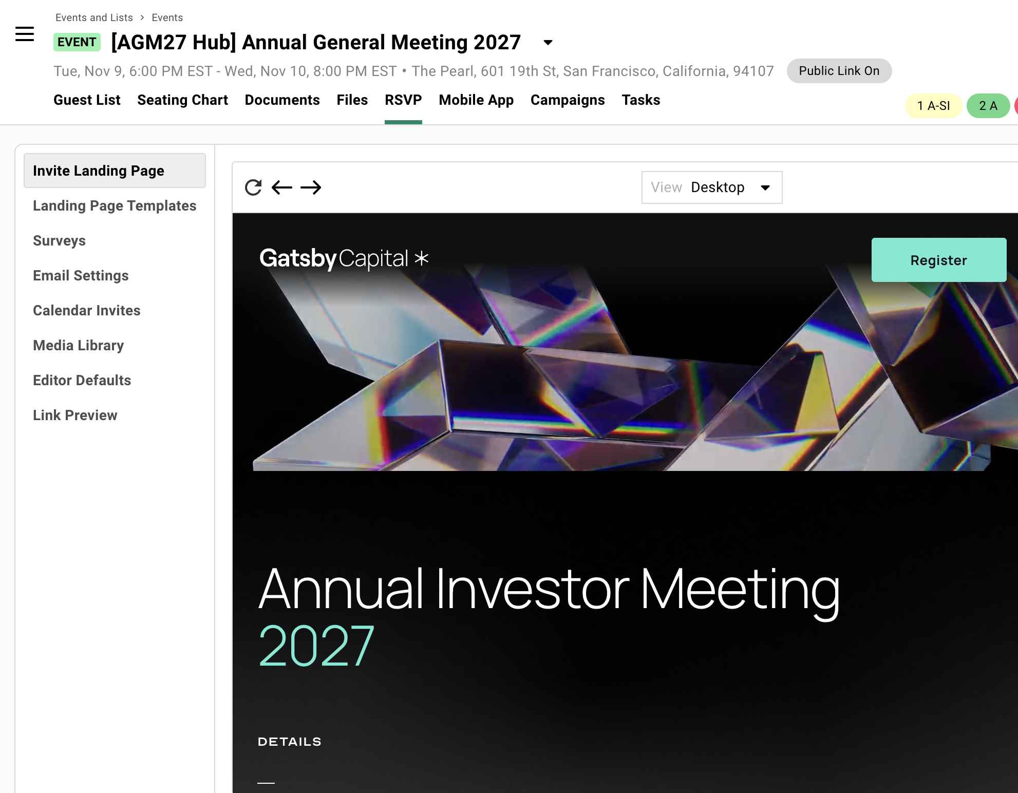 An AGM event example